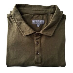 Bleecker & Broad Long Sleeve Polo‎ Shirt Casual Olive Green 3XL | $50